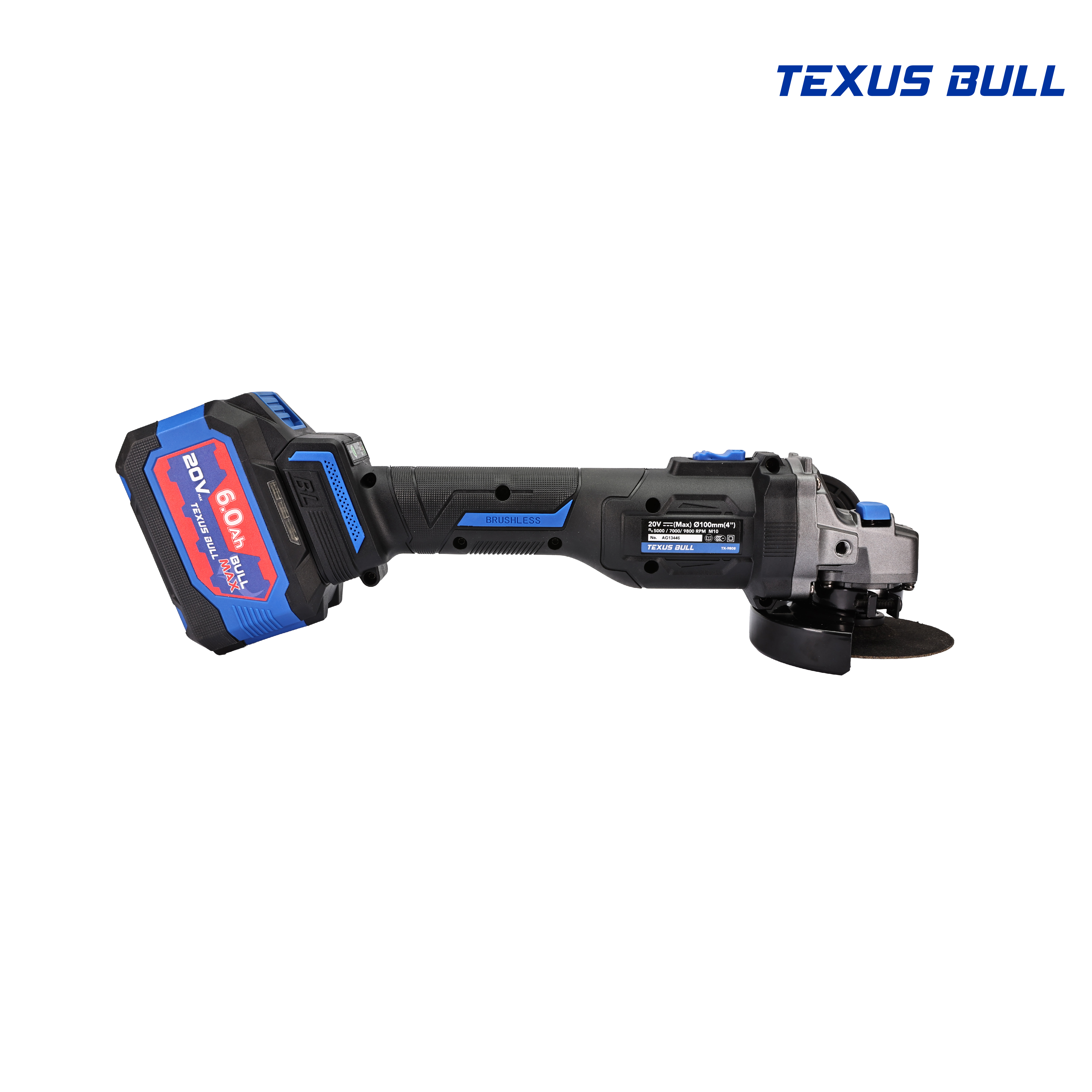 TEXUS BULL เครื่องเจียรมือไร้สาย 4นิ้ว 20V TX-9811 (ครบชุดพร้อมแบต 6.0 Ah)