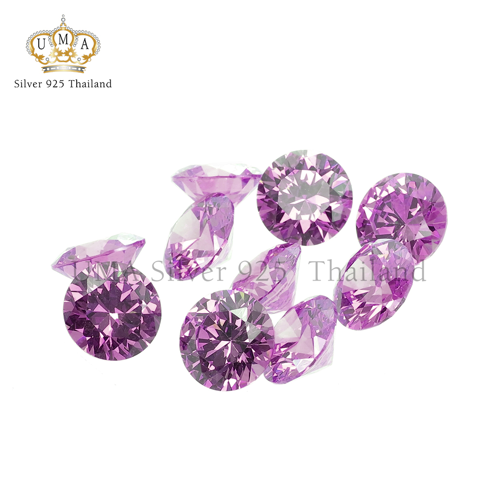 เพชรCZ 8A ทรงกลม สีชมพู พิ้งค์ไดมอนด์ (Pink Diamond ROUND CZ) - Size 15.00mm - 1แพ็ค - 25เม็ด