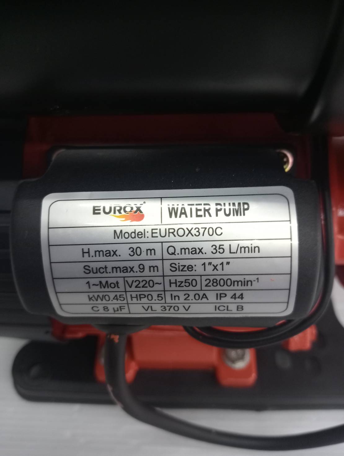 ปั๊มน้ำอัตโนมัติ 1 นิ้ว EUROX 370C (ไม่มีฝาครอบ)