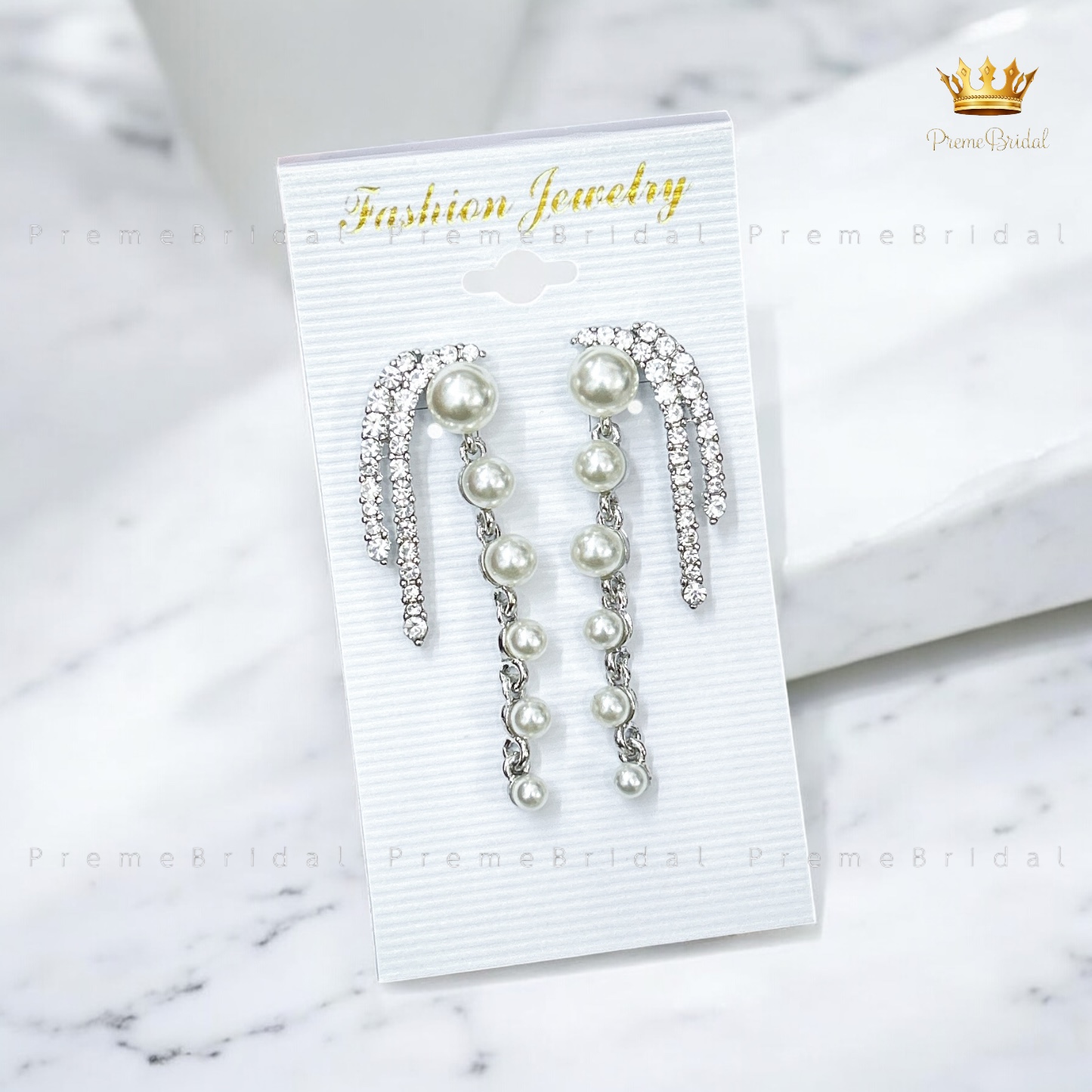 (พร้อมส่งจากไทย) ต่างหูเพชร+มุกพรีเมียม สไตล์เจ้าหญิง | งานหรู ใส่ไปงานแต่ง ออกงานได้