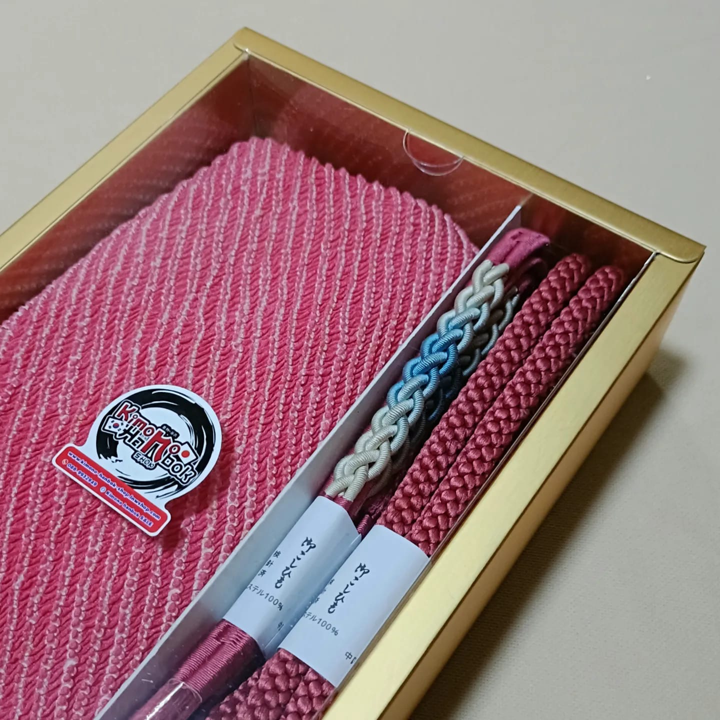 setผ้าชิโบริ+เชื่อกประดับโอบิ ชมพูอิฐ09