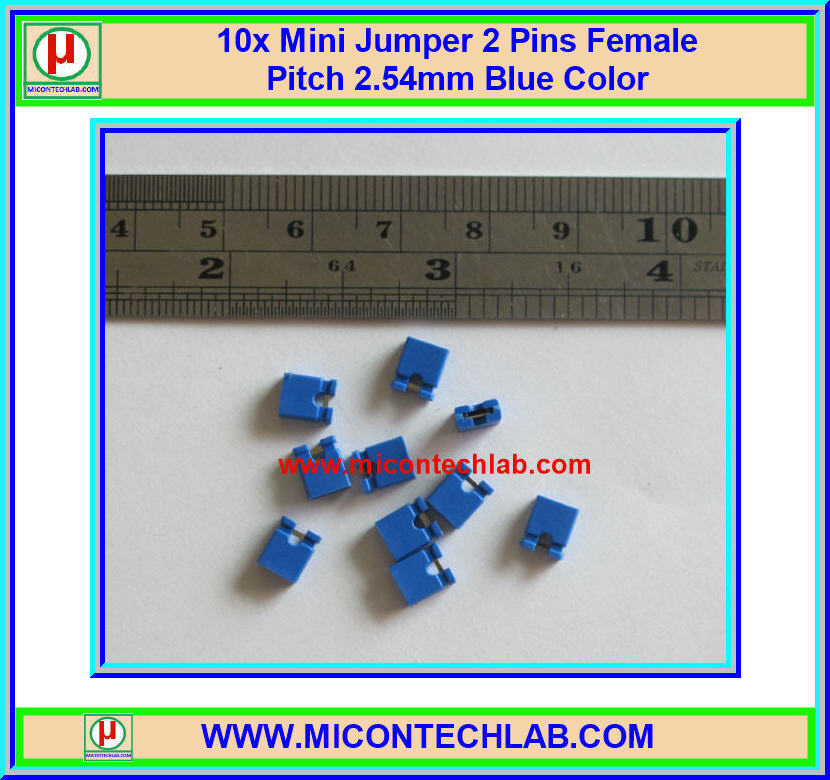 10x Mini Jumper 2 Pins Female Pitch 2.54mm Blue Color