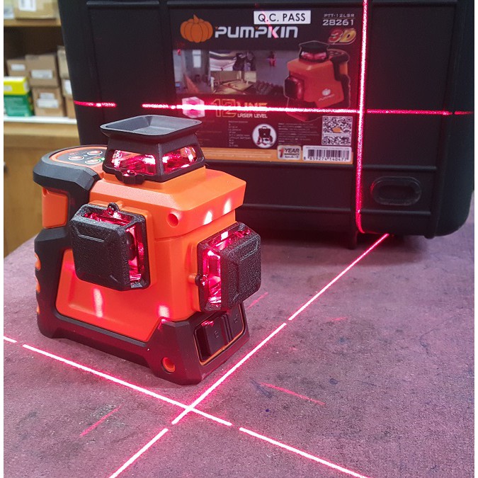 เลเซอร์ระดับ12เส้น แสงแดง PTT-12LSR PUMPKIN พร้อมขา #28261