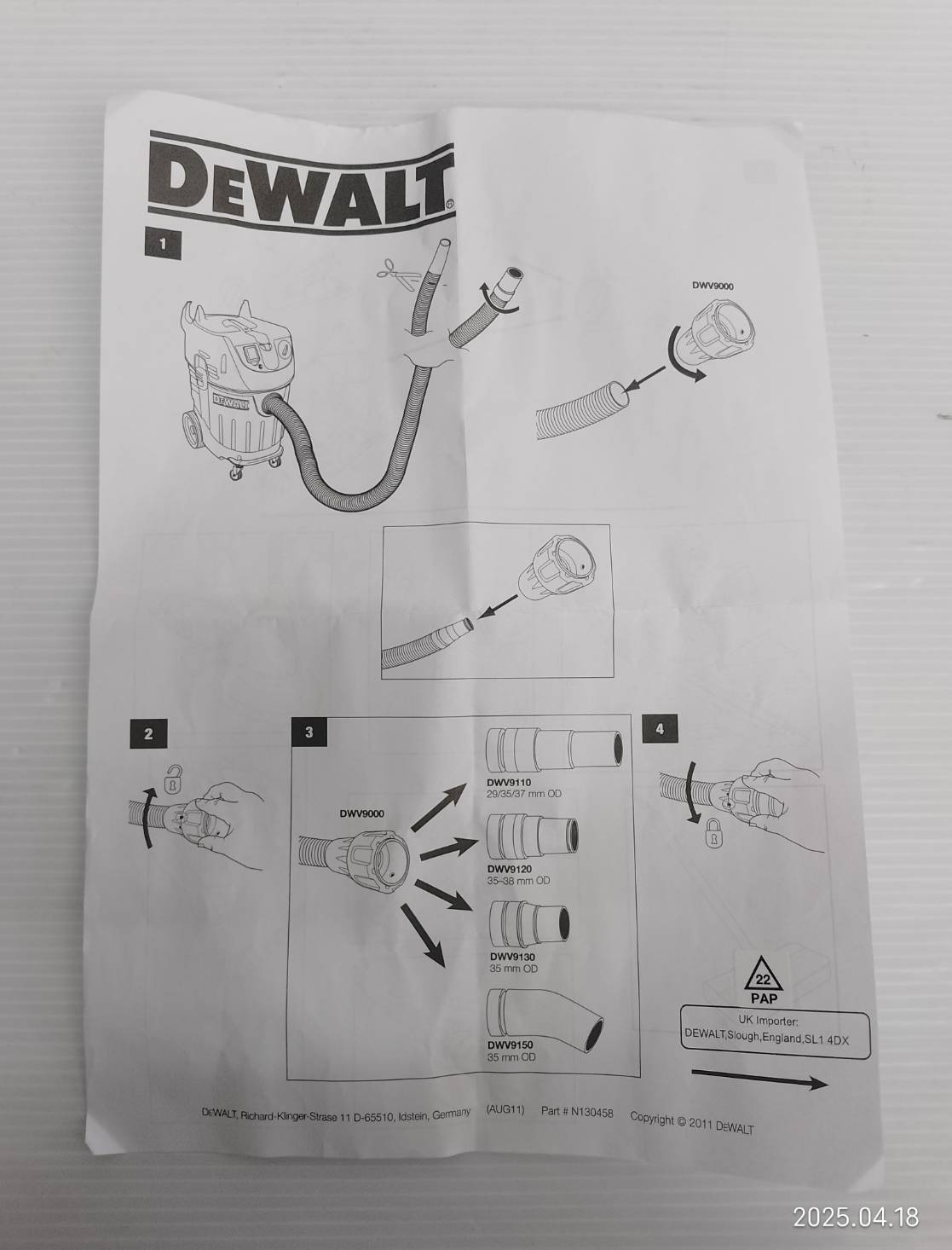 DEWALT รุ่น DWV9000-XJ ข้อต่อสำหรับท่อดูดฝุ่น AIRLOCK