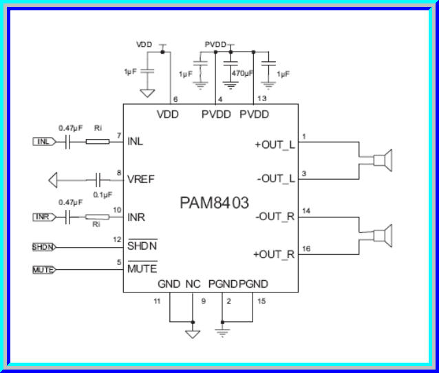 1x ไอซีขยายเสียงสเตอริโอ PAM8403 คลาส D 3W+3W (Power Amplifier)