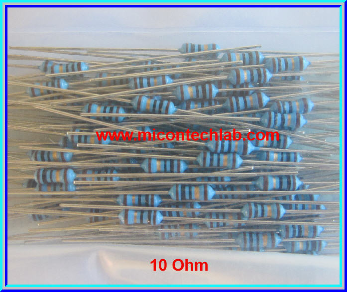 100x ตัวต้านทาน 10 Ohm 1/4 Watt 1% Metal film Resistor