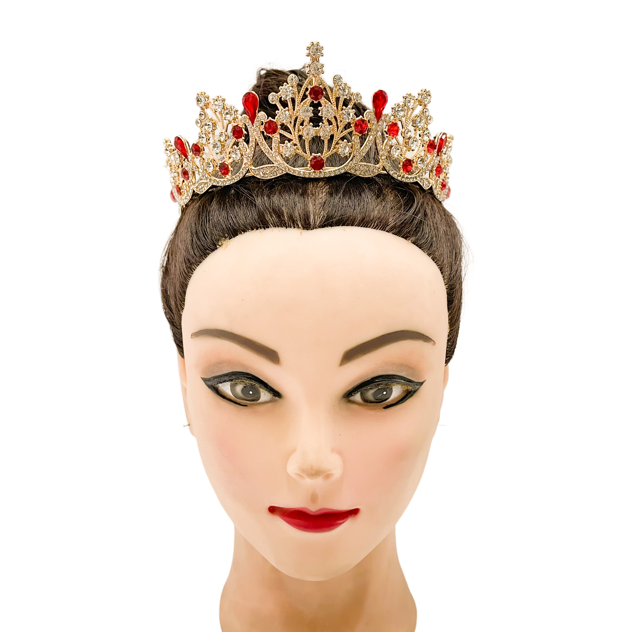 (พร้อมส่ง) เทียร่า 253 สีแดง ตัวเรือนสีทอง มงกุฎนางงาม มงกุฎเจ้าหญิง งานสวย ปราณีต QCเพชรทุกเม็ด สินค้าพร้อมส่งจากไทย