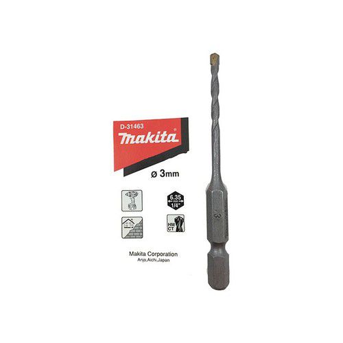 ดอกสว่านเจาะปูน ก้านหกเหลี่ยม 3mm. MAKITA #D-31463