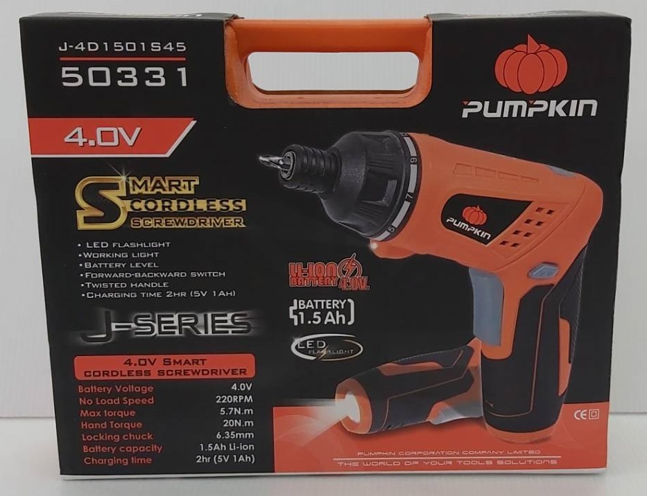 ไขควงไร้สาย4V J-4D1501S45 #50331 PUMPKIN รุ่นกล่องพลาสติก