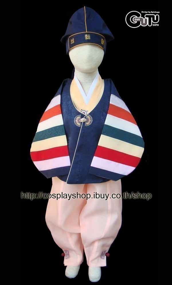 ชุดฮันบกเด็กชาย +หมวก(เด็กผู้ชาย 4-6 ปี)