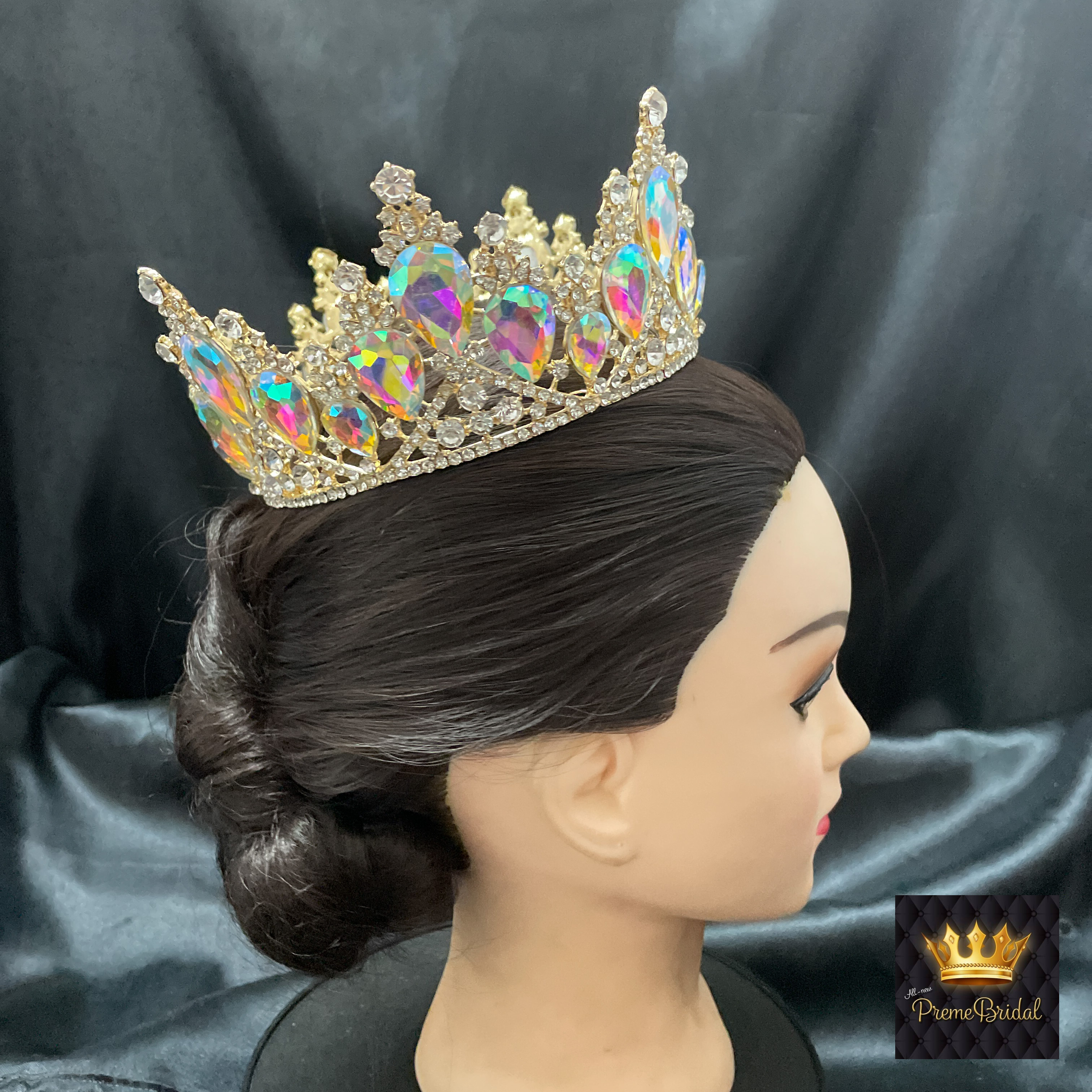 (พร้อมส่ง) มงกุฏ 049 สีรุ้ง-ทอง มงกุฎนางงาม มงกุฎประกวด งานดี เกรดพรีเมี่ยม จัดส่งจากไทย ไม่ต้องรอนาน