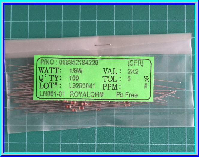 10x ตัวต้านทาน 2.2 Kohm 1/8 Watt 5% Royal Ohm