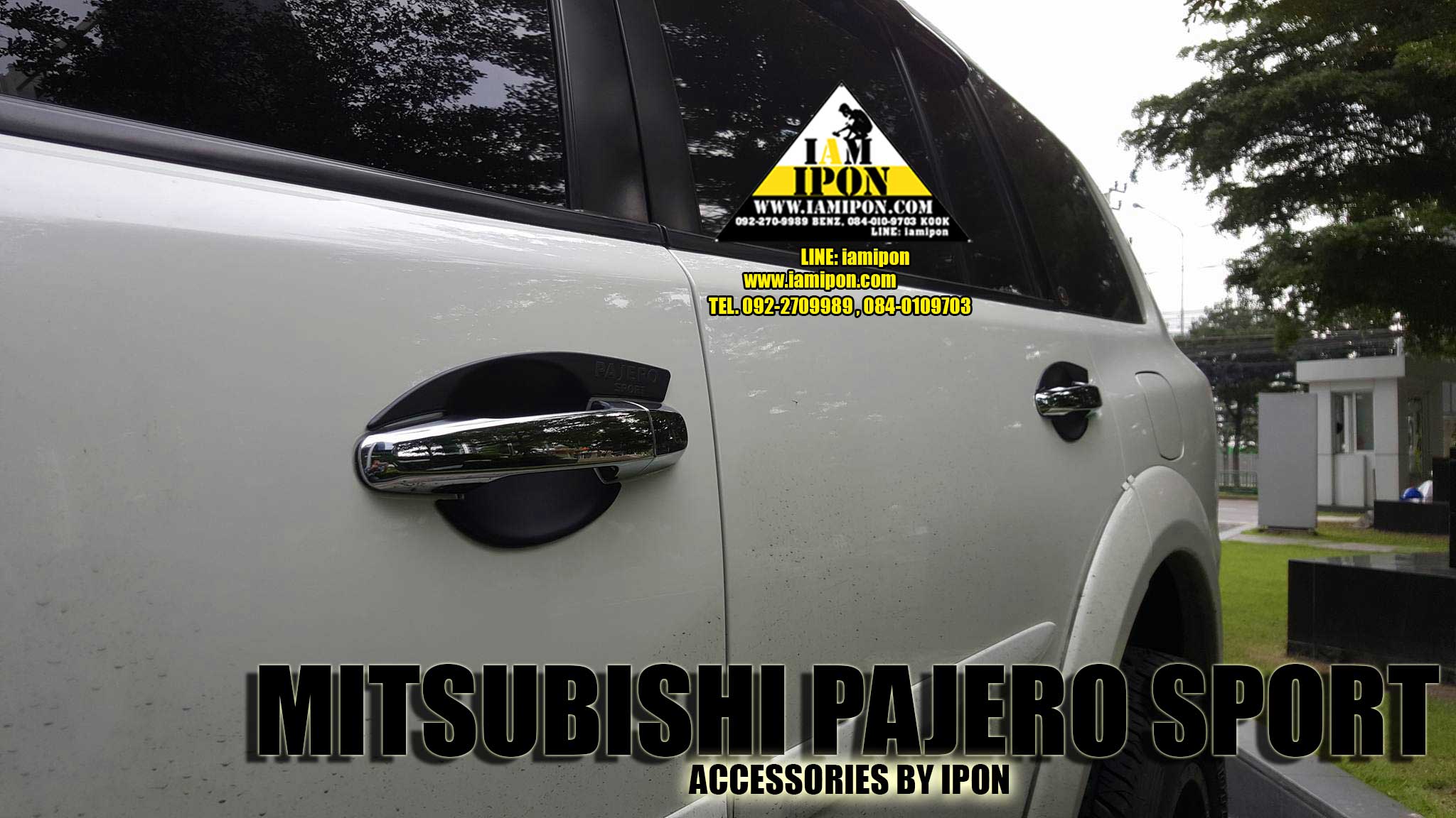 PLATE DOOR HANDLE MITSUBISHI PAJERO SPORT FLATBLACK 2009-2012 เบ้ารองมือเปิดดำด้านมิสซูบิชิ ปาเจโร่สปอร์ต 2009-2012