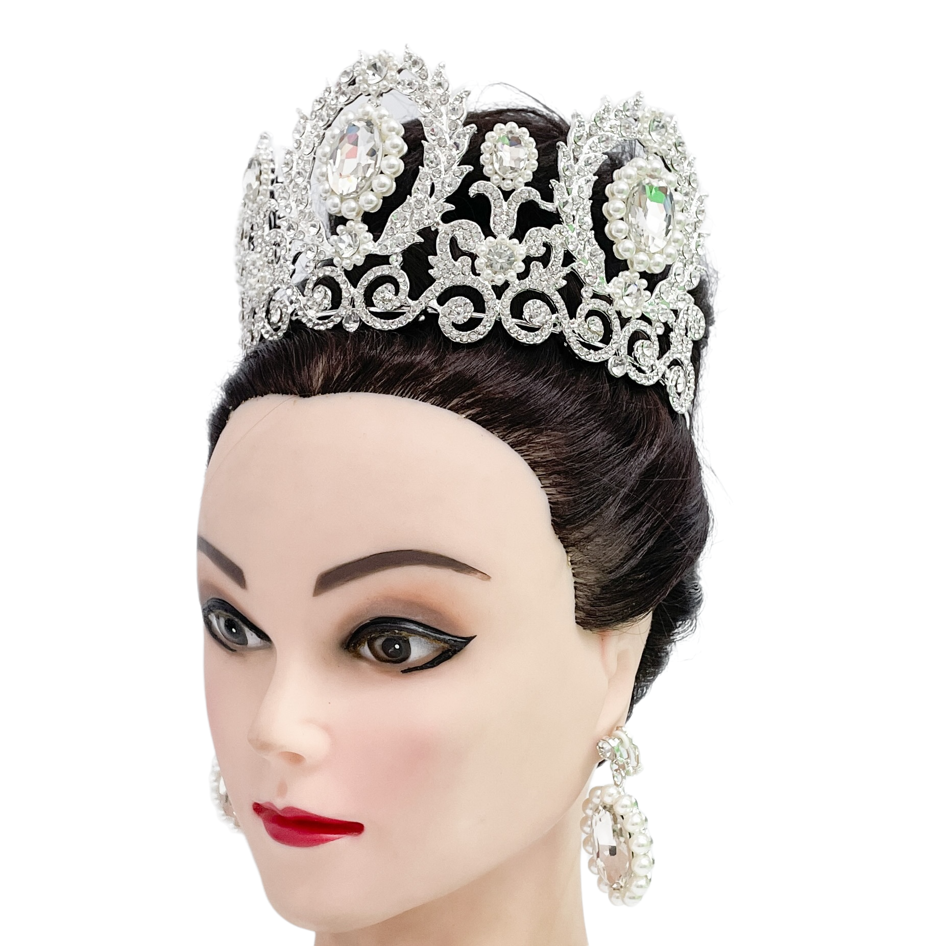 (พร้อมส่ง) เทียร่า 001 สีเงิน มงกุฎนางงาม มงกุฎเจ้าหญิง งานสวย ปราณีต QCเพชรทุกเม็ด สินค้าพร้อมส่งจากไทย