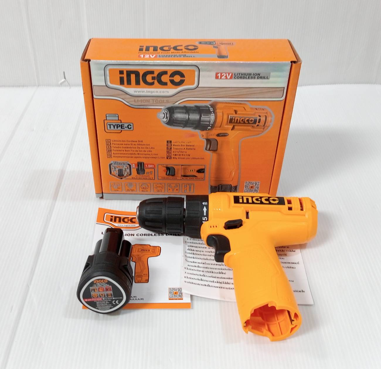INGCO สว่านแบตเตอรี่ไร้สาย 12V รุ่น CDLI12428