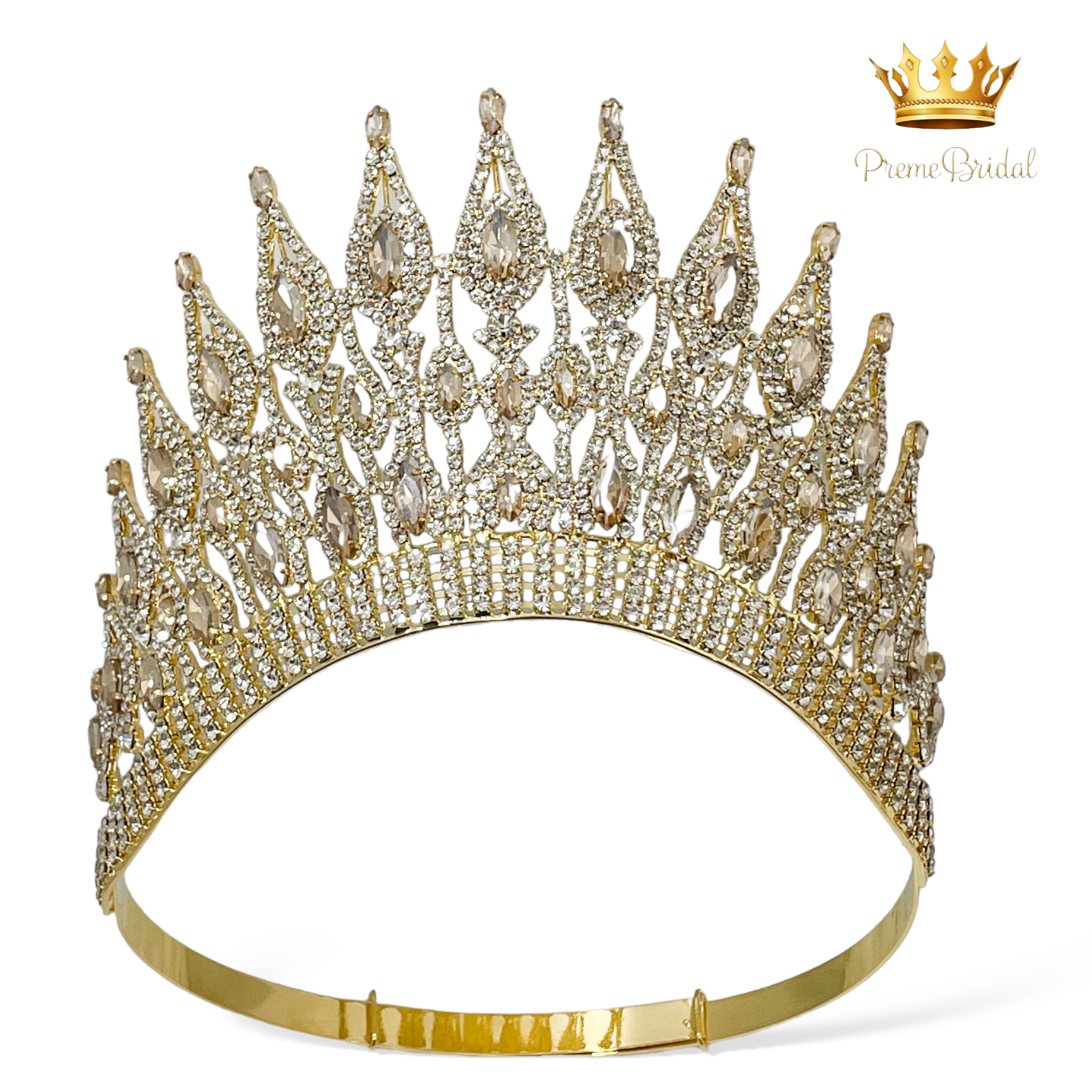 (พร้อมส่งจากไทย) มงกุฏ 119 สีเหลืองทอง งานสวย งานนางงาม รุ่นฐานกลม ปรับขนาดได้ ส่งด่วน ส่งจากไทย