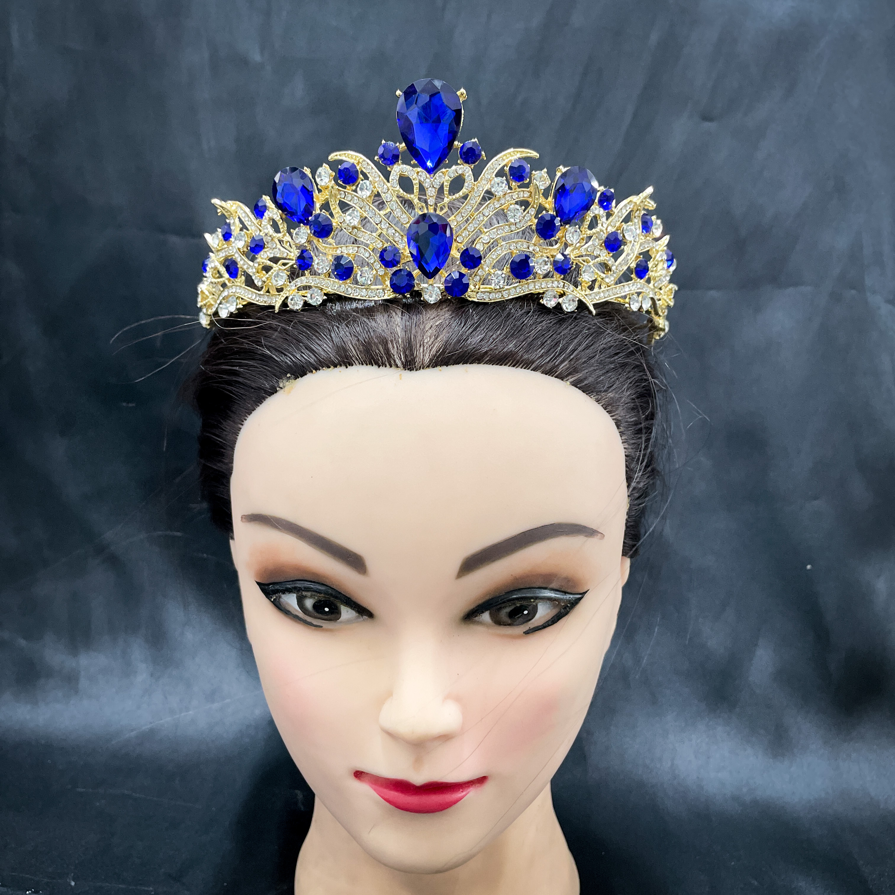 (พร้อมส่ง) เทียร่า 341 สีน้ำเงิน งานสวย ปราณีต QCเพชรทุกเม็ด สินค้าพร้อมส่งจากไทย