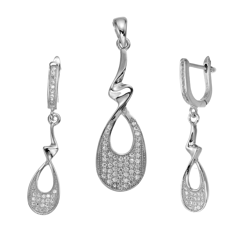ต่างหูพร้อมจี้ ( เงิน ) = Earring with Pendant ( Silver )