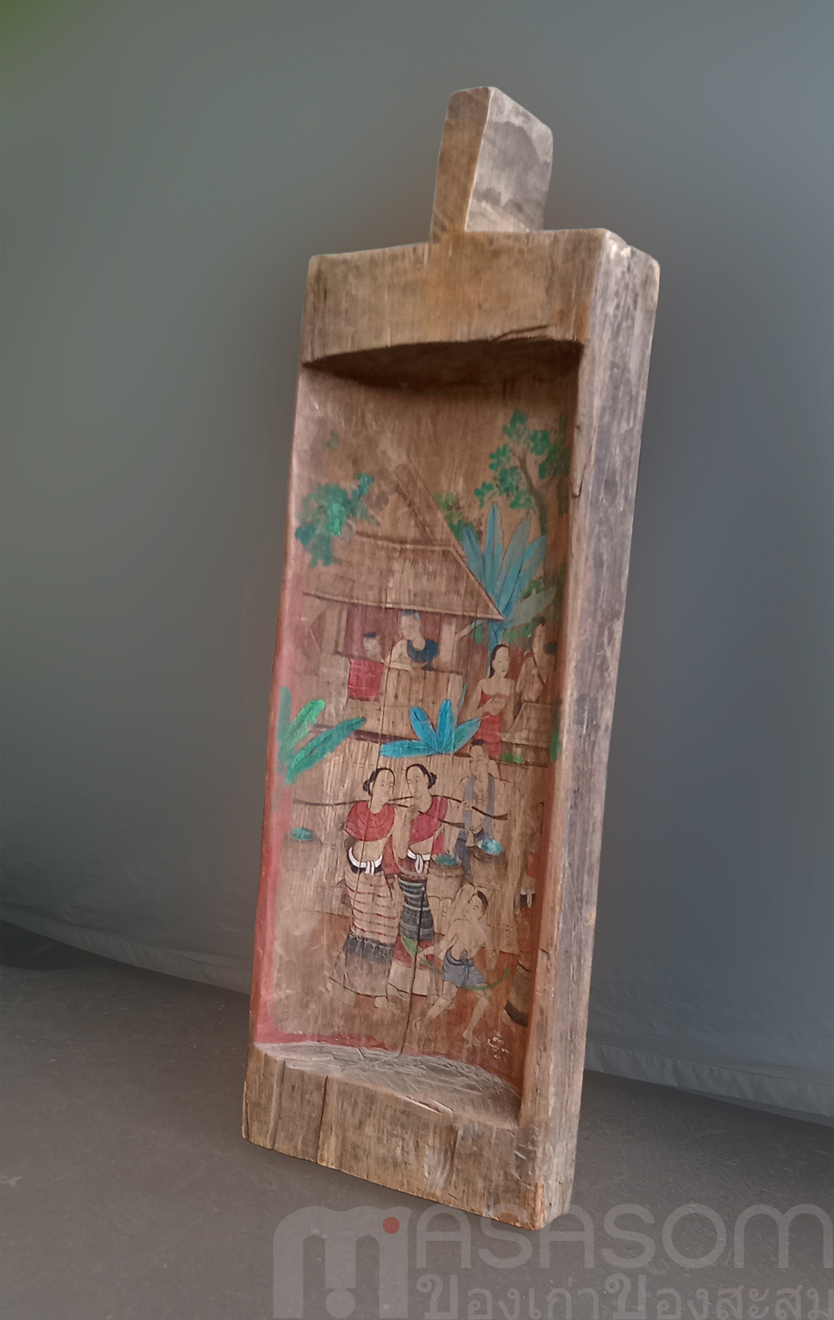 ถาดไม้สักเพ้นท์ลาย