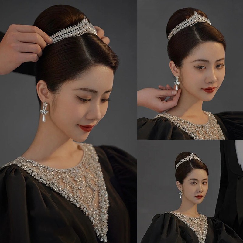 SET002 เครื่องประดับ 3 ชิ้น มงกุฎ สร้อยคอ ต่างหู จัดเซทสวยงาม สินค้าพร้อมส่งจากไทย