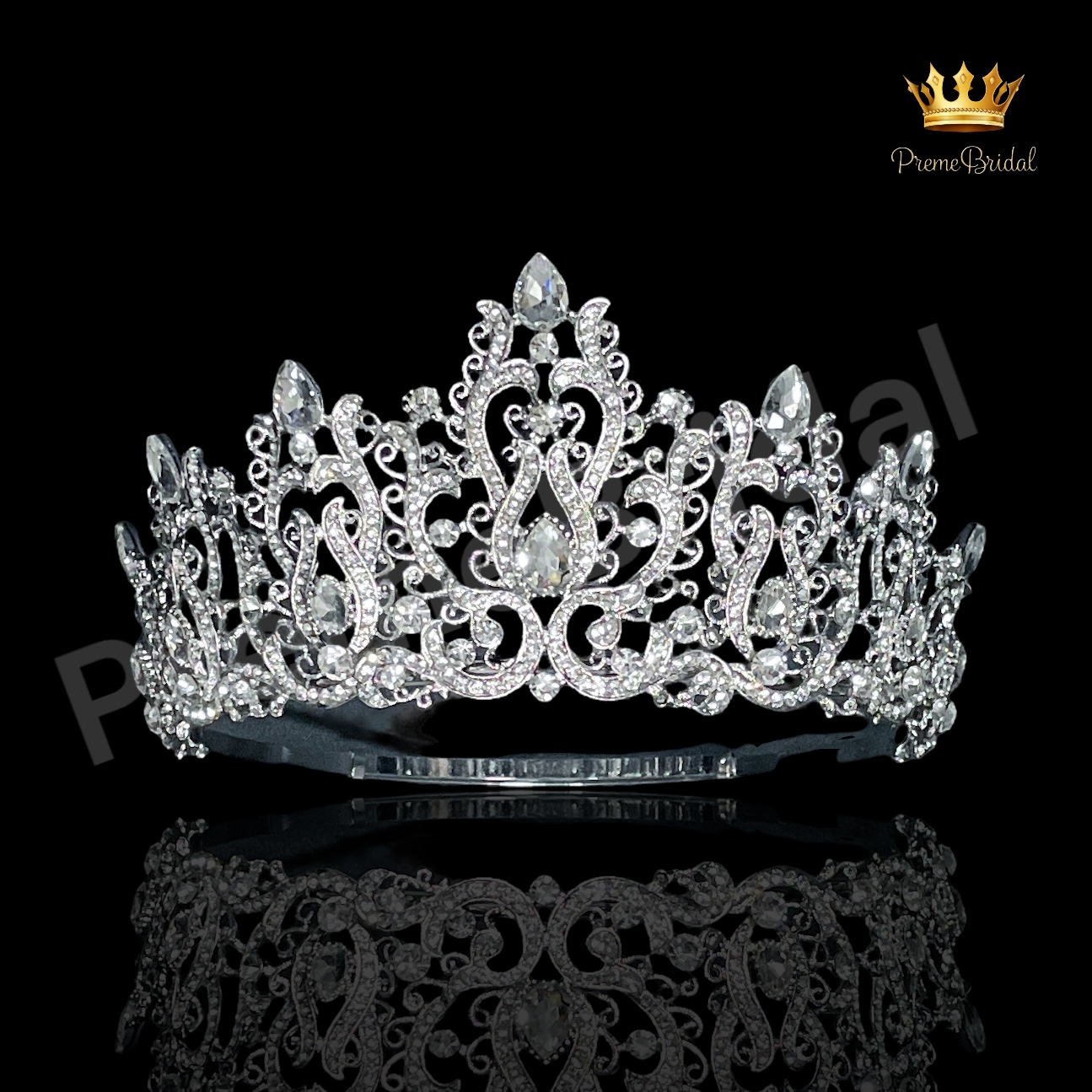 (พร้อมส่งจากไทย) มงกุฏ 114 สีเงิน มงกุฎนางงาม มงกุฎเพชร สวยงามอลังการ ฐานมงวงกลมปรับได้