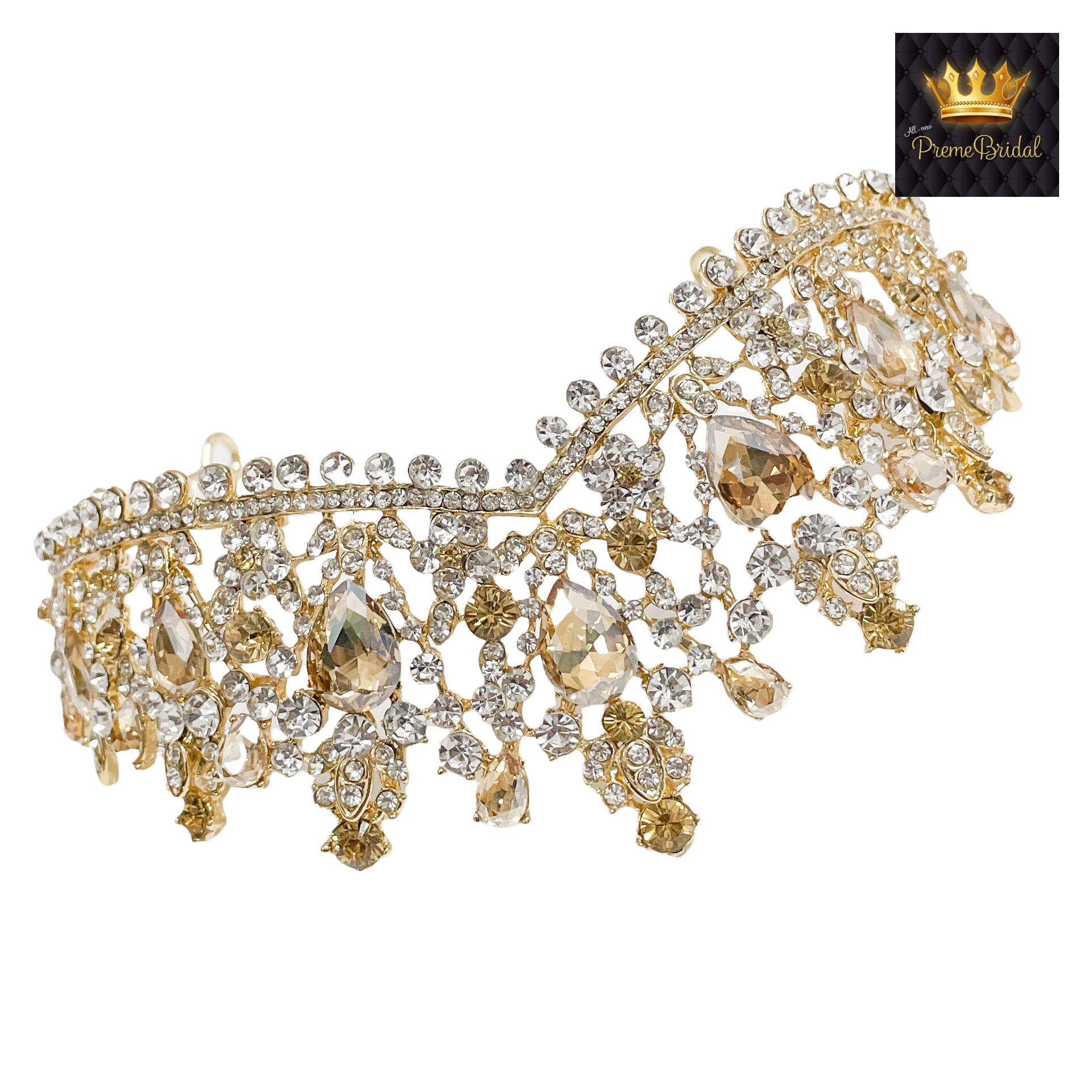 (พร้อมส่ง) เทียร่า 332 สีเหลืองทอง มงกุฎนางงาม งานสวย ปราณีต QCเพชรทุกเม็ด สินค้าพร้อมส่งจากไทย