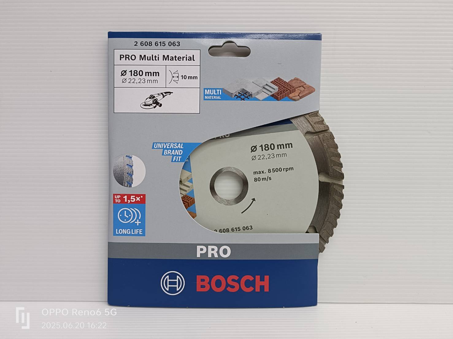 ใบเพชรตัดคอนกรีต7" BOSCH PRO Multi Material Diamond Disc, 180 x 22.23 mm