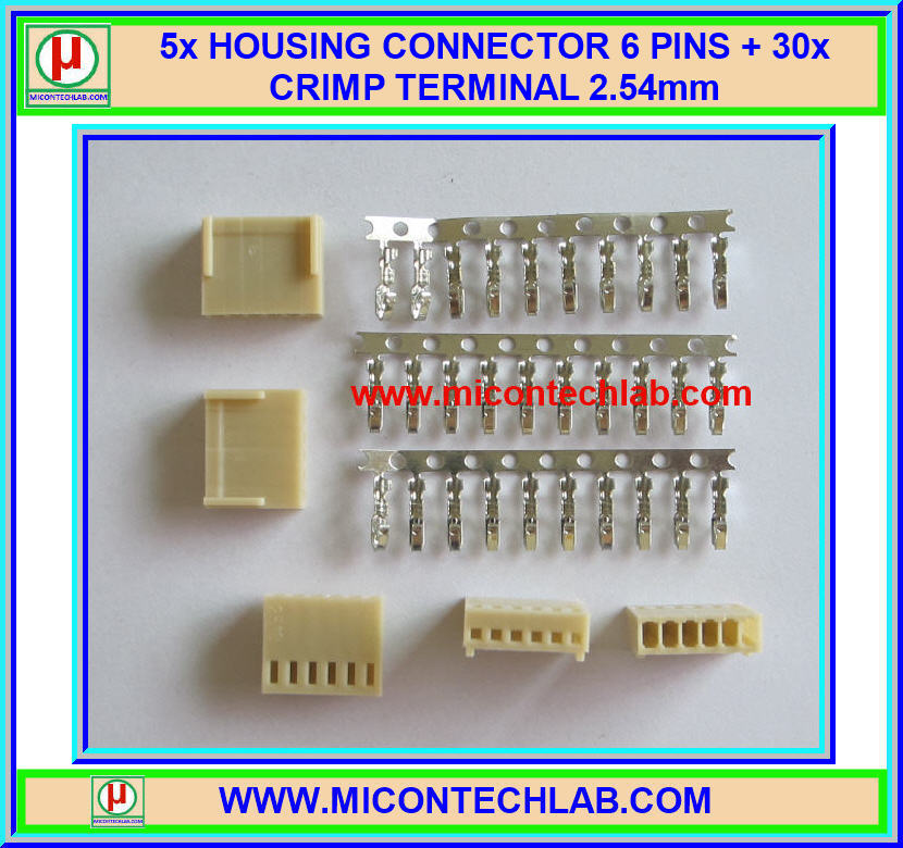 5x HOUSING CONNECTOR 6 PINS + 30x CRIMP TERMINAL 2.54mm