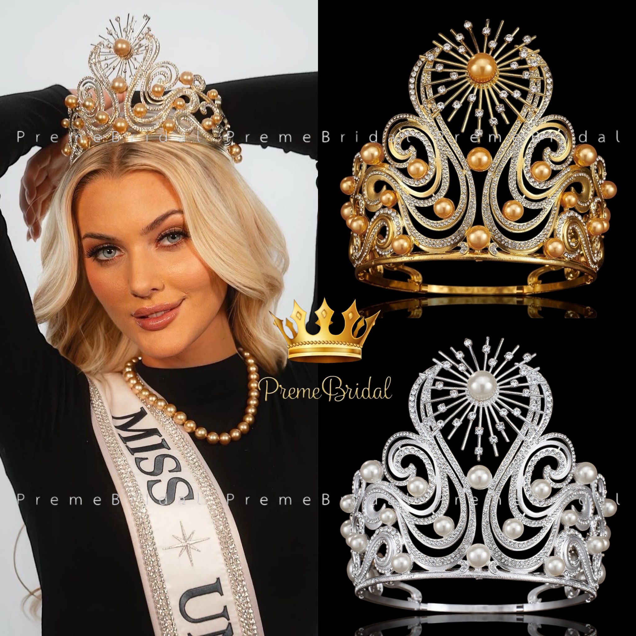 มงกุฏ Miss Universe 2024 งานโลหะฐานกลมปรับขนาดได้ พร้อมส่งจาก จ.อุบลราชธานี ไม่ต้องรอจีน