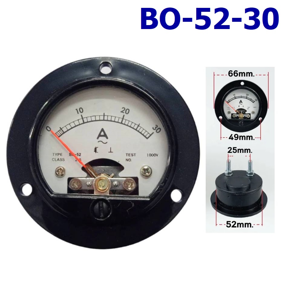 แอมมิเตอร์กลม AC 30A ตู้ชาร์จ BO-52-30 สำหรับตู้ชาร์จแบตเตอรี่