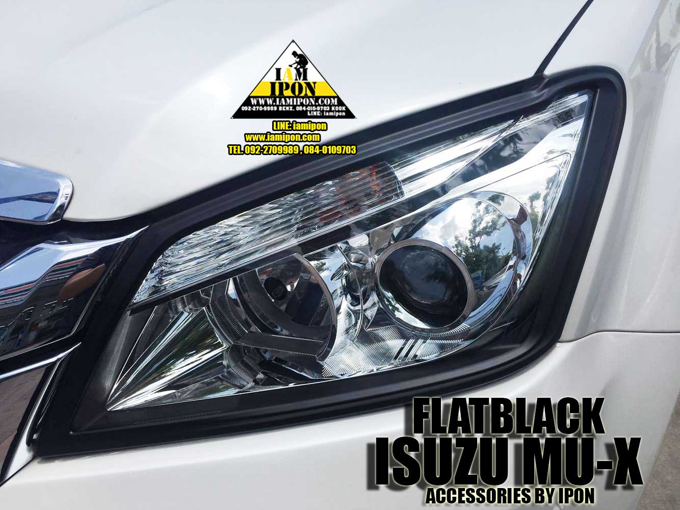 HEAD LAMP COVER ISUZU MU-X FLATBLACK ครอบไฟหน้าดำด้านอีซุซุมิวเอ็กซ์