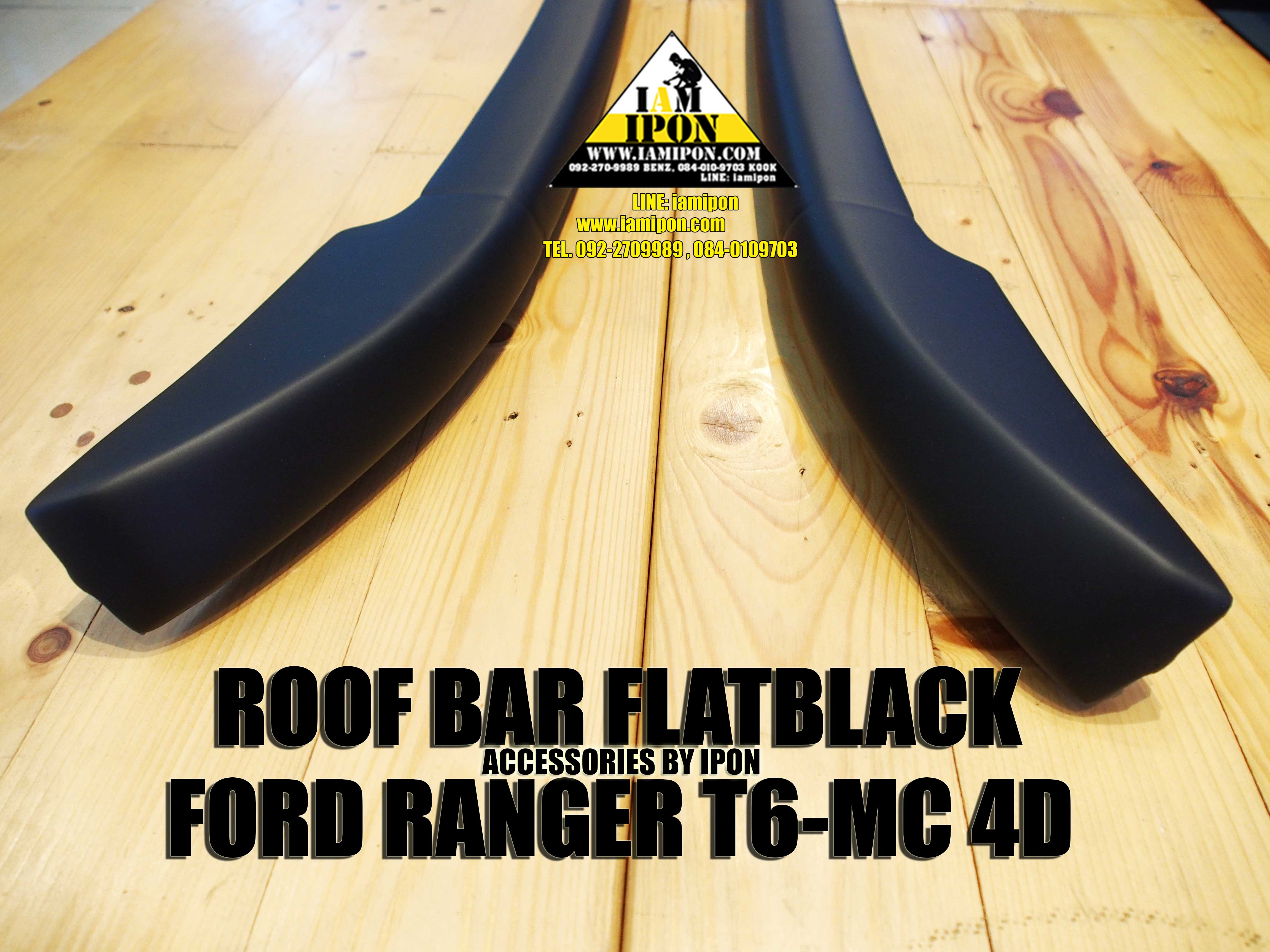 ROOF BAR FORD RANGER T6-MC 4D FLATBLACK ราวหลังคาดำด้านแบบกาวฟอร์ดเรนเจอร์ 4 ประตู T6-MC