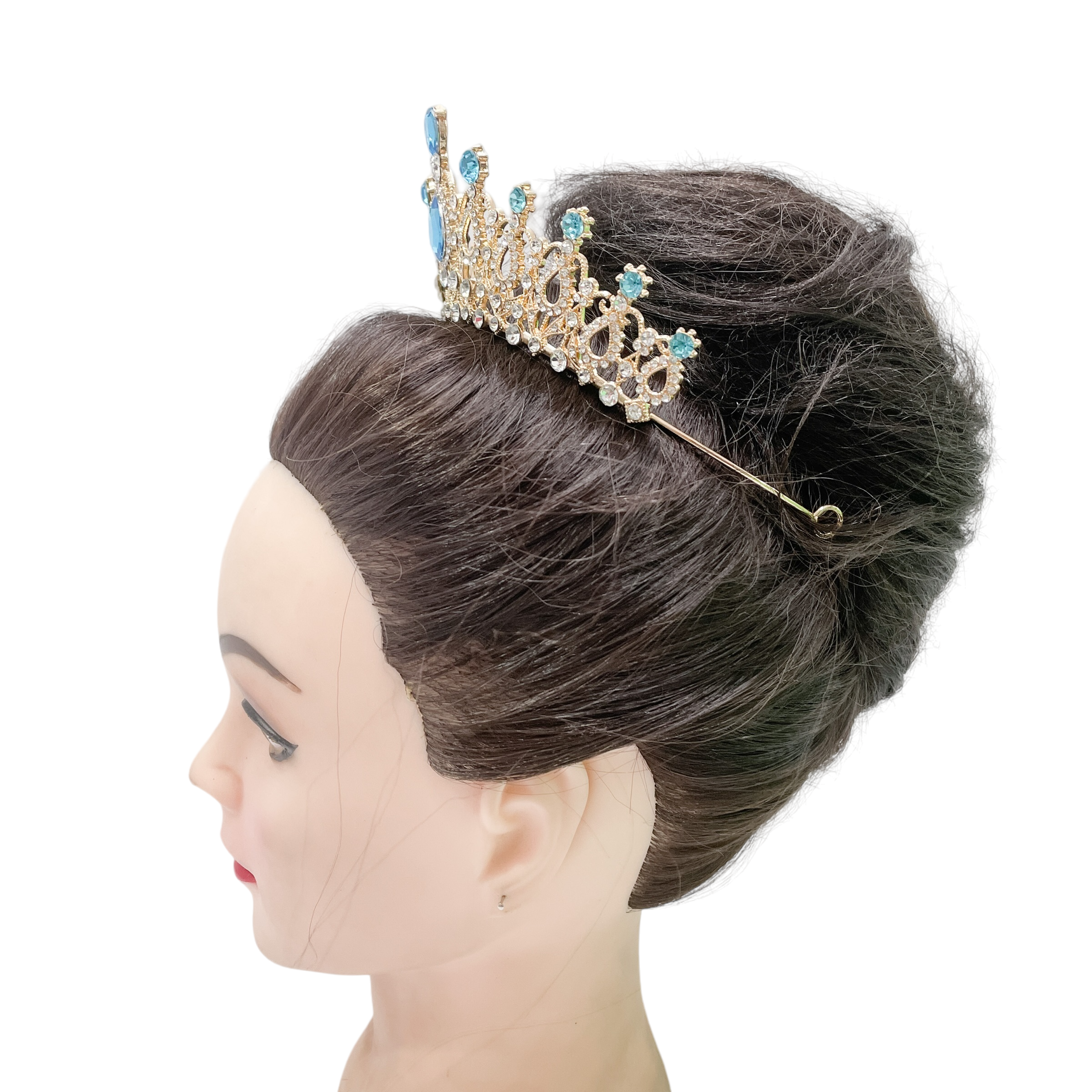 (พร้อมส่ง) เทียร่า 004 สีทอง-ฟ้า มงกุฎนางงาม มงกุฎเจ้าหญิง งานสวย ปราณีต QCเพชรทุกเม็ด สินค้าพร้อมส่งจากไทย