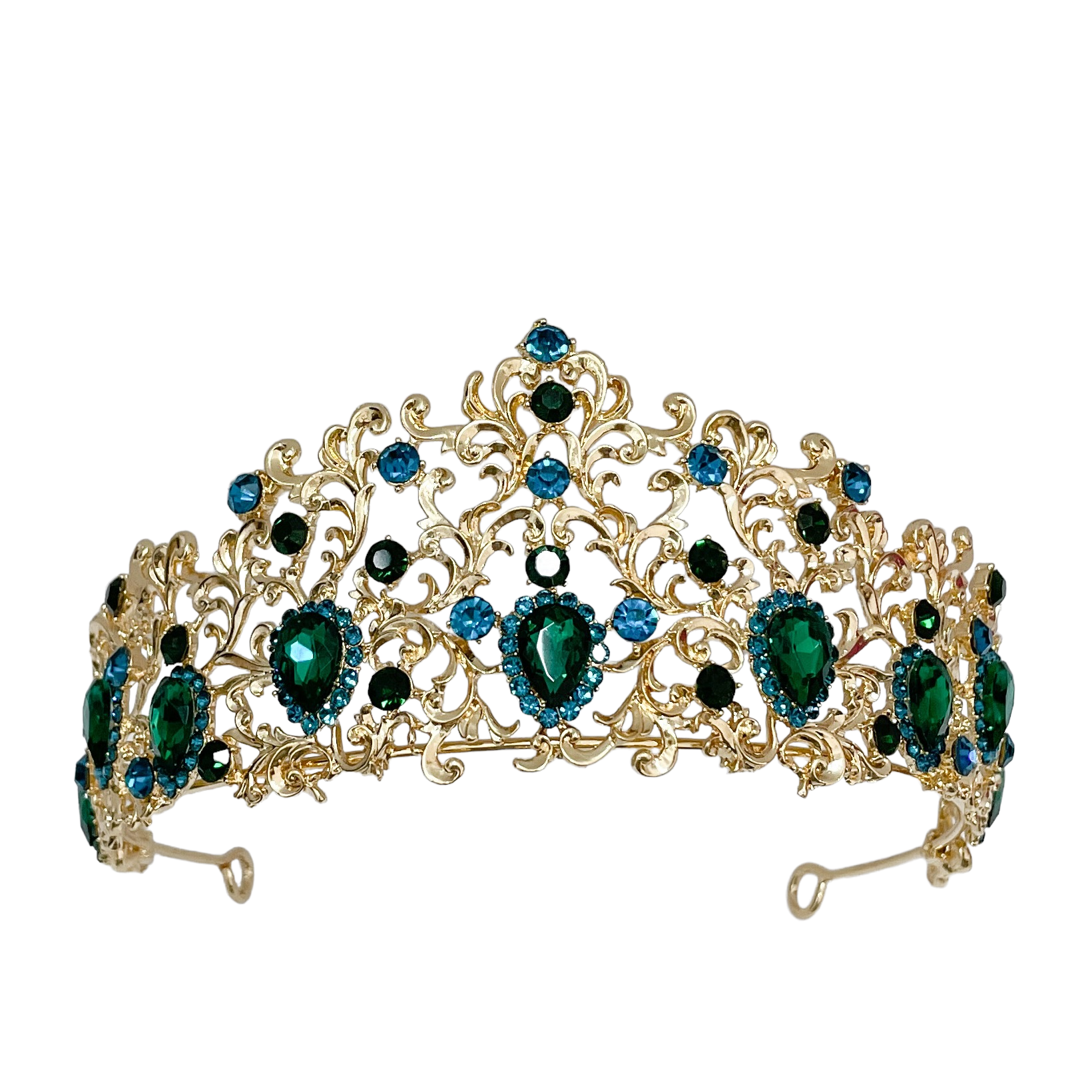 (พร้อมส่ง) เทียร่า 006 สีเขียว มงกุฎนางงาม มงกุฎเจ้าหญิง งานสวย ปราณีต QCเพชรทุกเม็ด สินค้าพร้อมส่งจากไทย