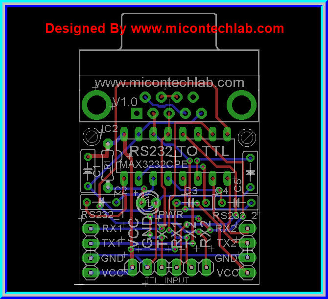 1x MAX3232 2-Channel 3.0-5V TTL to RS232 with Female DB9 Port Module