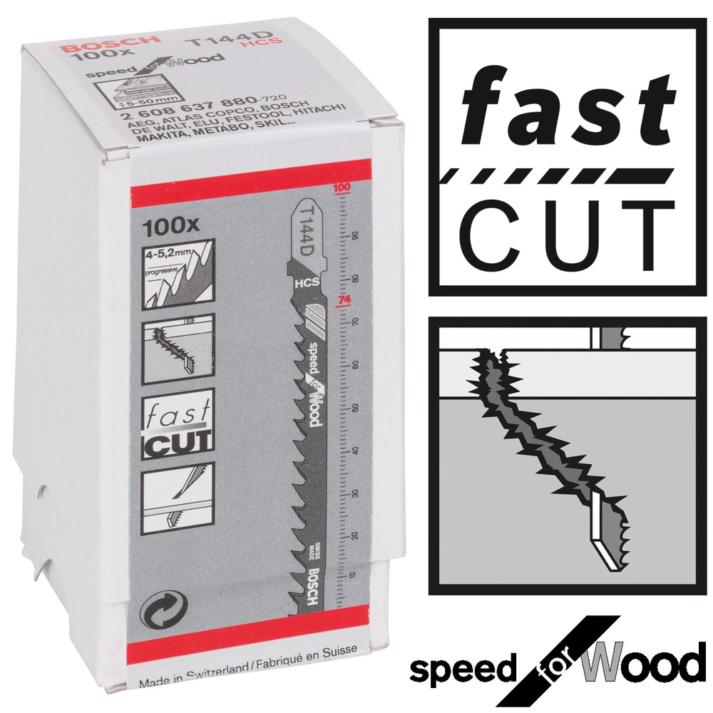 ใบจิกซอ T144D BOSCH 100ใบ/กล่อง