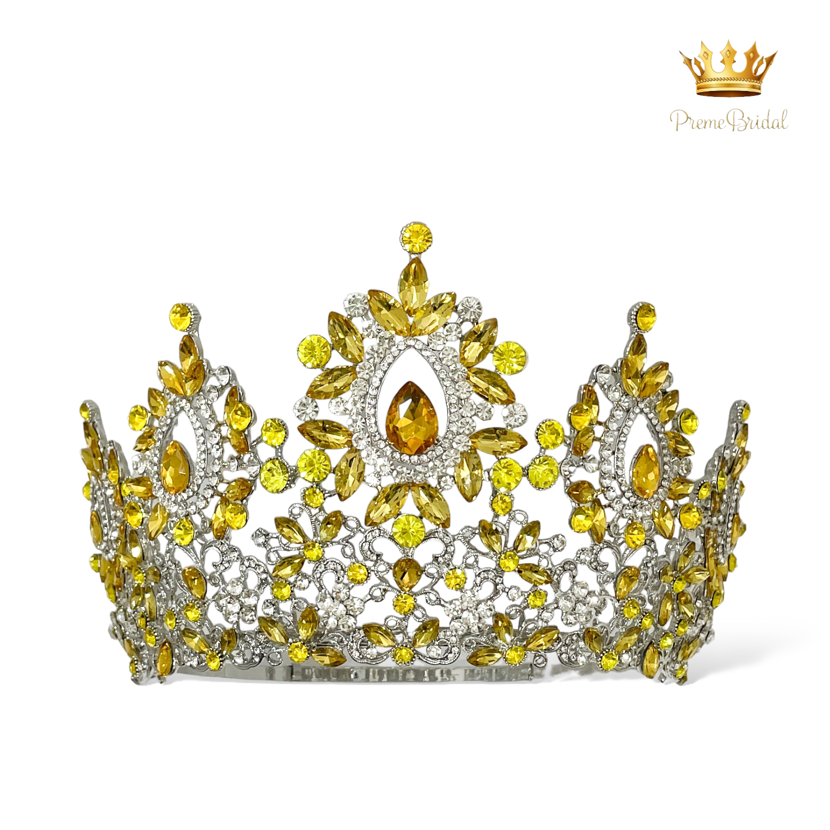 (พร้อมส่งจากไทย) มงกุฏ 122 สีเหลือง งานสวย งานนางงาม รุ่นฐานกลม ปรับขนาดได้ ส่งด่วน ส่งจาก จ.อุบลราชธานี