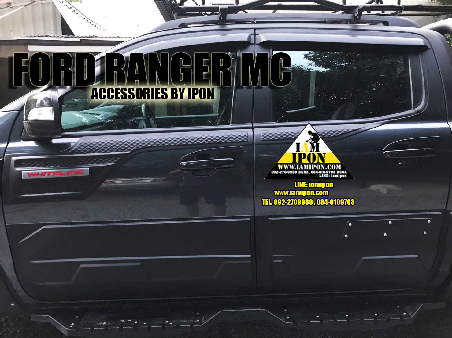 BODY SIDE CLADDING FORD RANGER T6-MC 4D FLATBLACK กาบประตูข้าง 4 ประตูดำด้านฟอร์ดเรนเจอร์ T6-MC