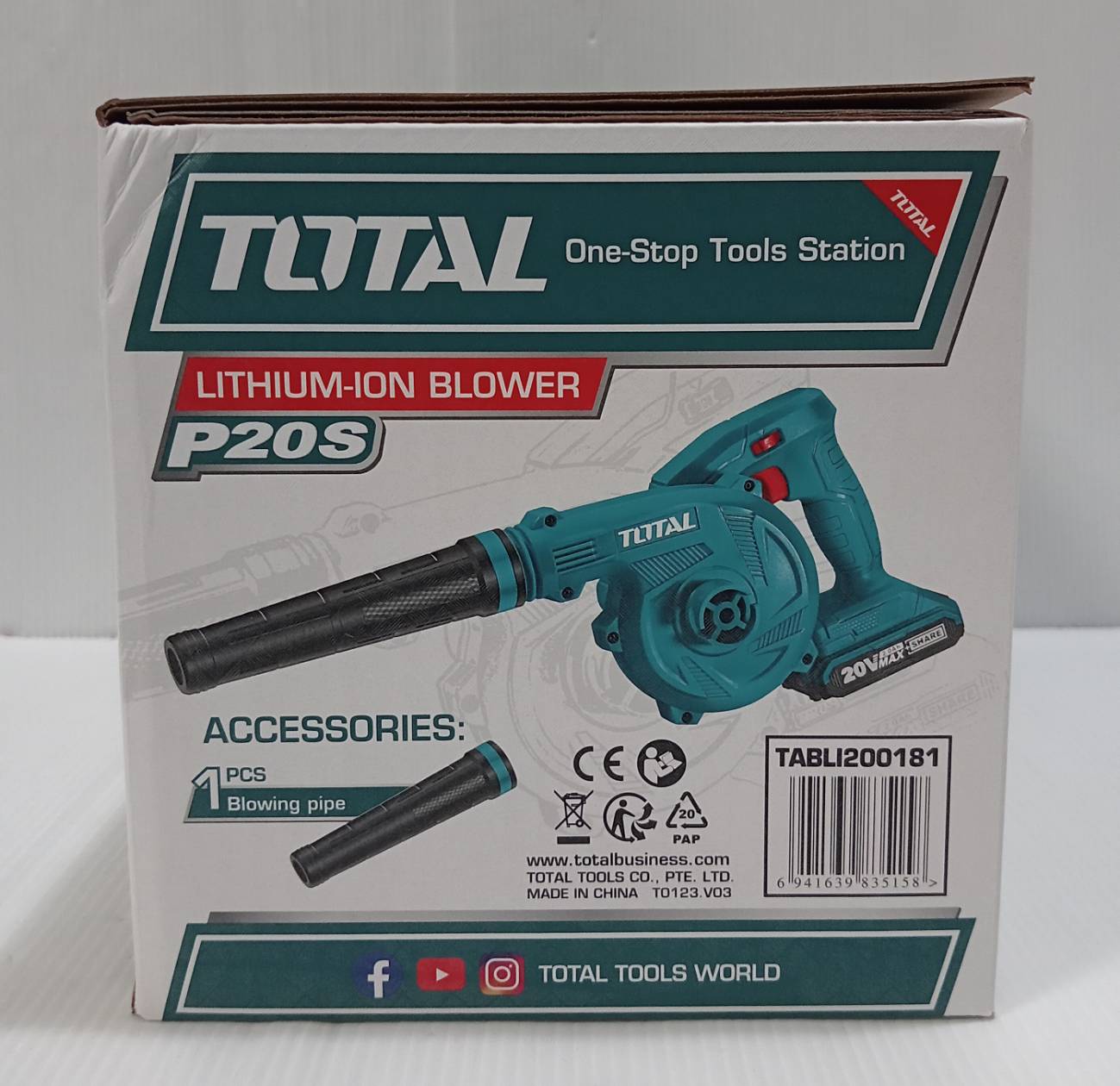 เครื่องเป่าลมไร้สาย 20V TABLI200181 TOTAL ((แบตเตอรี่ 1 ก้อน + แท่นชาร์จ )