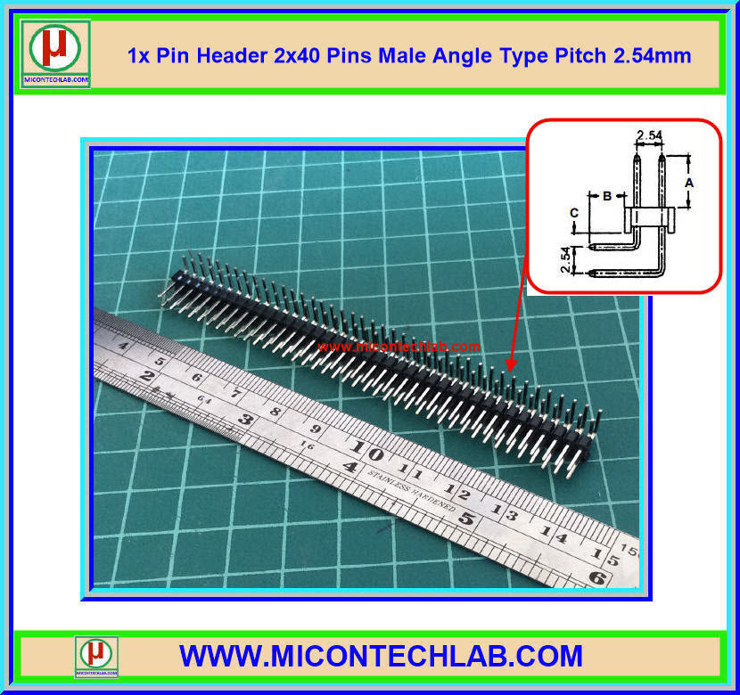 1x Male Pin Header 2x40 Pins Male Angle Type Pitch 2.54mm