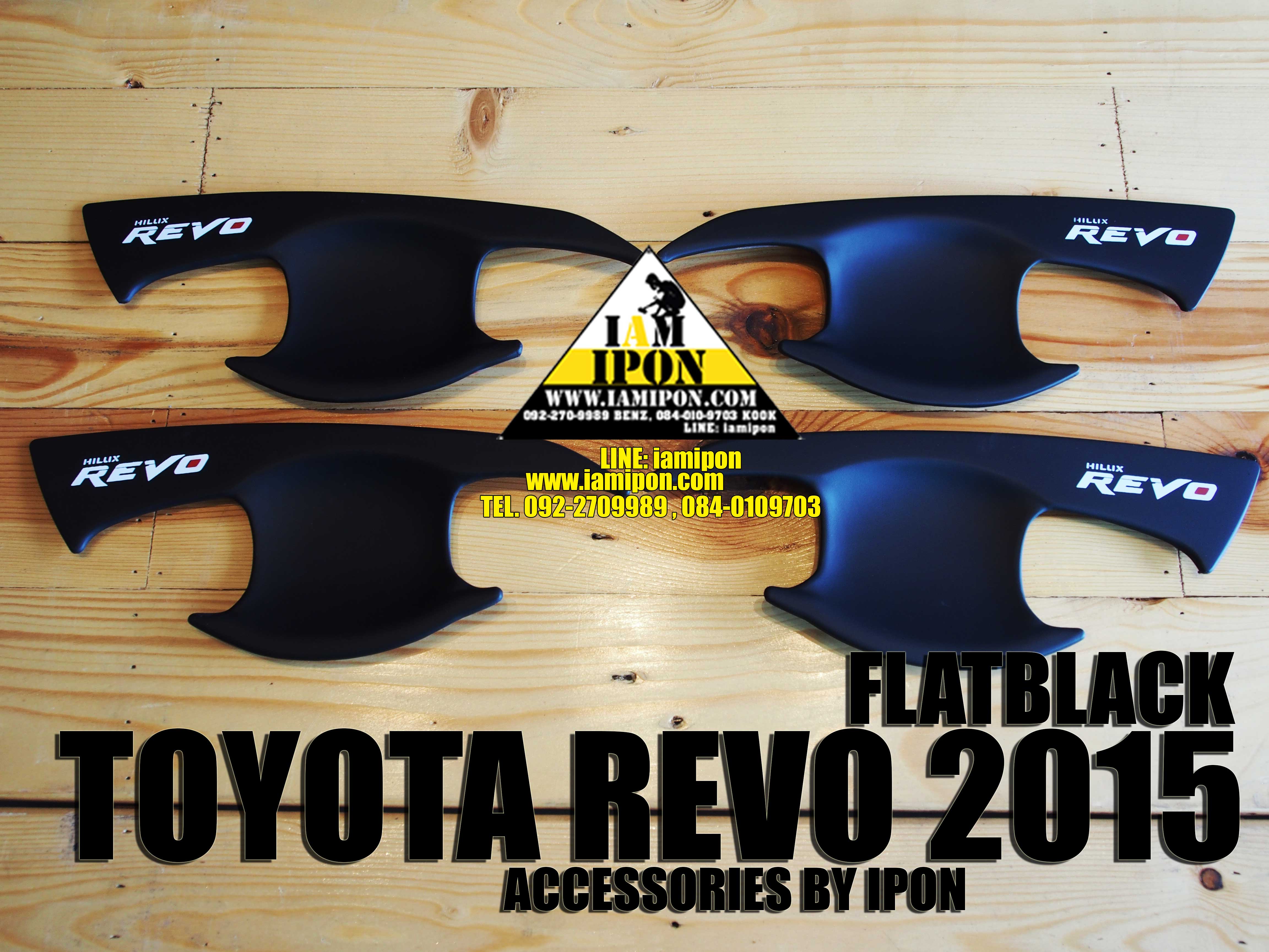 PLATE DOOR HANDLE BLACK WHITE TOYOTA HILUX REVO 2015 เบ้ารองมือเปิดดำด้านโลโก้ขาว รีโว่