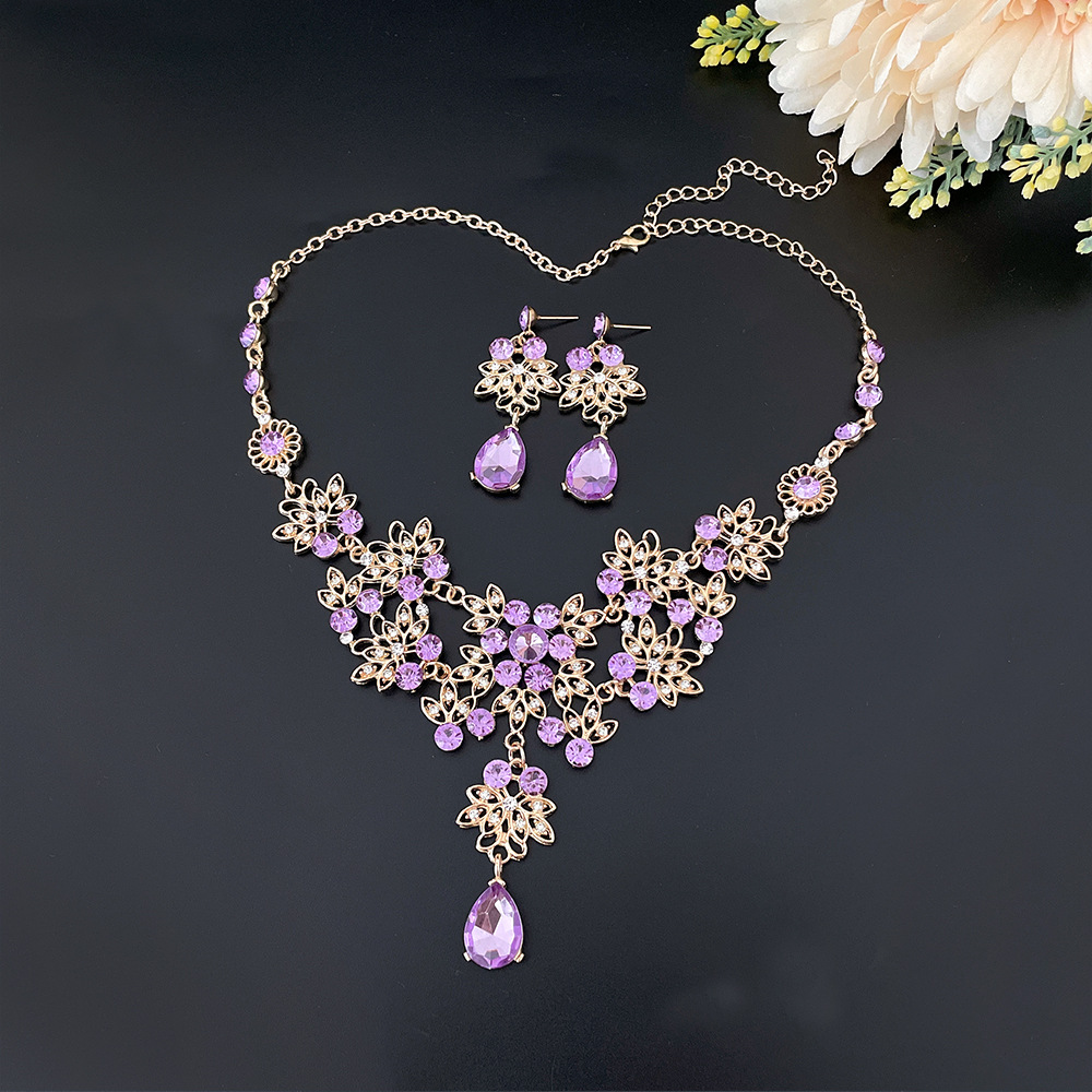 SET006 สีม่วง เครื่องประดับ 3 ชิ้น มงกุฎ สร้อยคอ ต่างหู จัดเซทสวยงาม สินค้าพร้อมส่งจากไทย