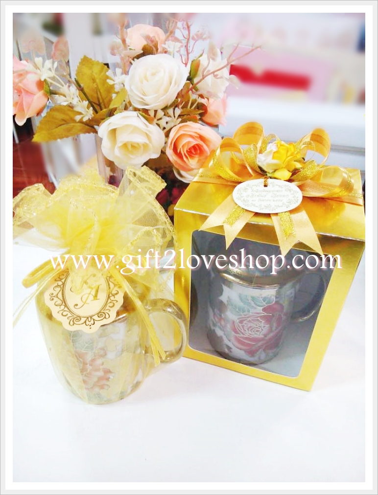 ชุดแก้วชา กาแฟรับไหว้ แบบมีฝาปิด แพคเกจกล่องทอง