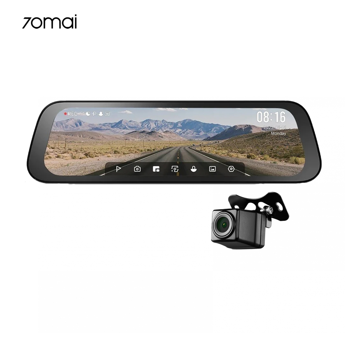 70mai Rearview Dash Cam S500 กล้องหน้า-หลังติดรถยนต์ รุ่น S500 design ทรงกระจก และกล้องหลัง RC13 (รับประกันร้าน 1 ปี)