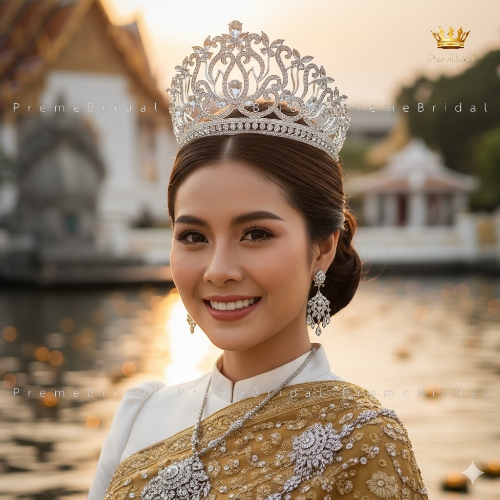 (พร้อมส่งจากไทย) มงกุฏ 143 สีเงิน สำหรับนางงาม ขนาดใหญ่ งานโลหะฐานกลมปรับขนาดได้ ส่งด่วน ส่งจาก จ.อุบลราชธานี