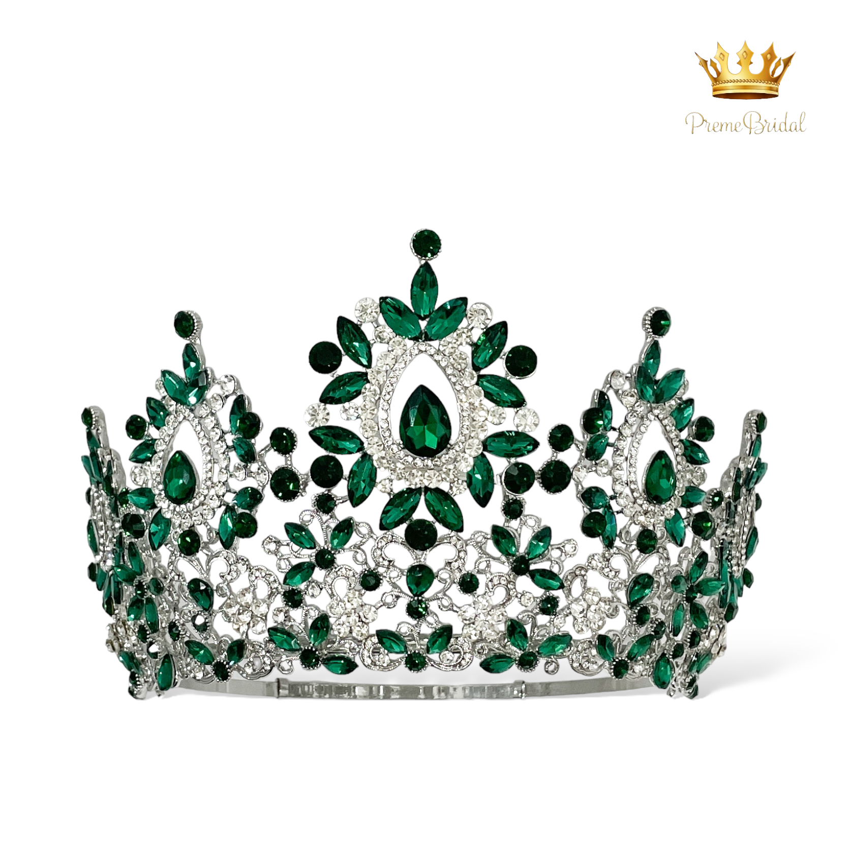 (พร้อมส่งจากไทย) มงกุฏ 122 สีเขียว งานสวย งานนางงาม รุ่นฐานกลม ปรับขนาดได้ ส่งด่วน ส่งจาก จ.อุบลราชธานี