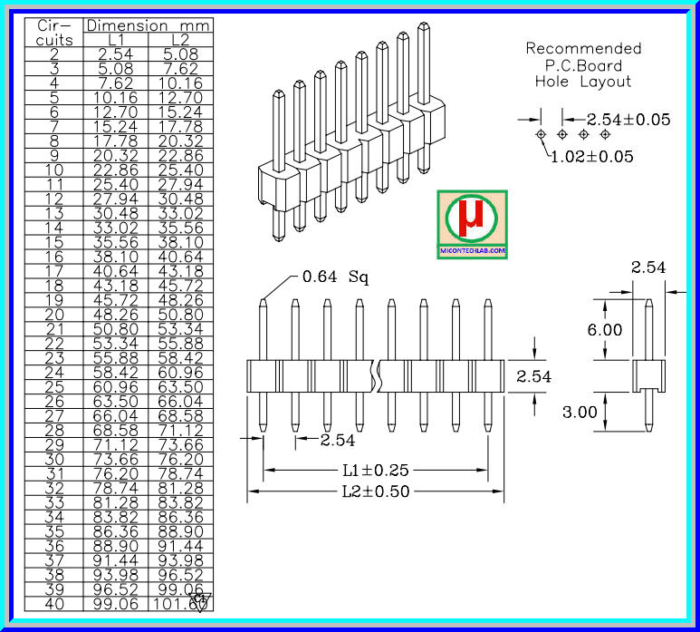 2x RED Color Pin header 1x40 ways 2.54mm Straight SIL