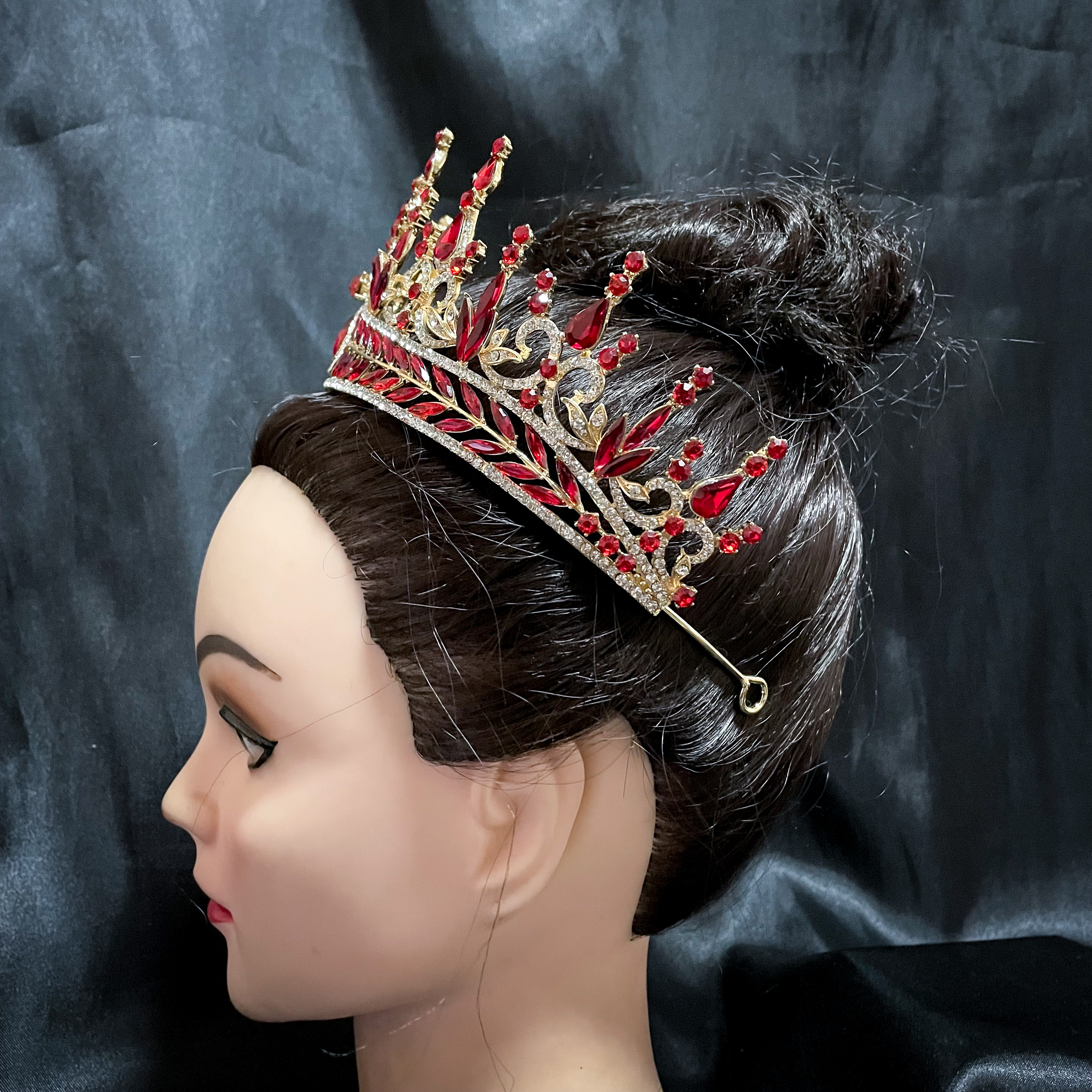 (พร้อมส่ง) เทียร่า 302 สีแดง มงกุฎนางงาม งานสวย ปราณีต QCเพชรทุกเม็ด สินค้าพร้อมส่งจากไทย