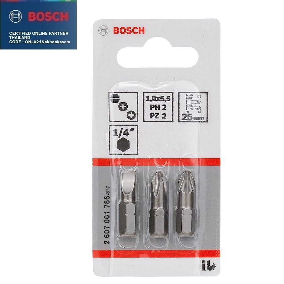 ดอกไขควง SL1.0x5.5 / PH2 / PZ2 BOSCH 2607001766