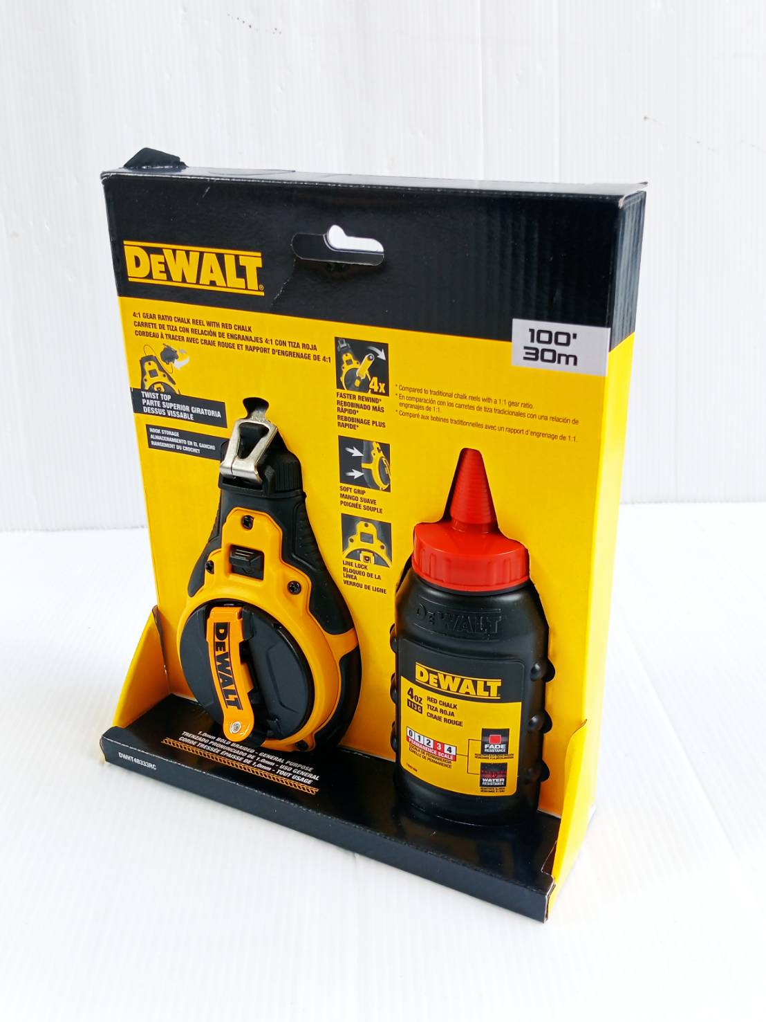 DEWALTชุดบักเต้าตีเส้น รุ่น DWHT48333RC แบบวัสดุผสม (สีแดง)